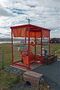 World & Travel: Bus stop, Unst, Scotland