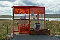 World & Travel: Bus stop, Unst, Scotland