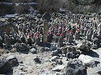 World & Travel: Jizo statues near volcano, Japan