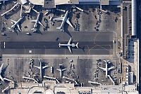 World & Travel: aerial view of airport runway