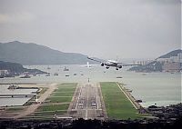 World & Travel: aerial view of airport runway