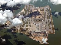 World & Travel: aerial view of airport runway