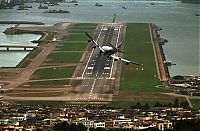 World & Travel: aerial view of airport runway