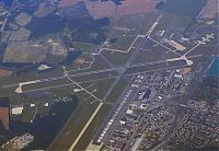 World & Travel: aerial view of airport runway