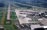 World & Travel: aerial view of airport runway