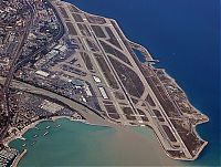 World & Travel: aerial view of airport runway