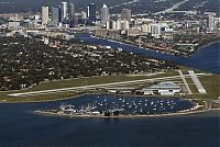 World & Travel: aerial view of airport runway