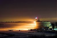 World & Travel: aerial view of airport runway