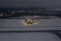 World & Travel: aerial view of airport runway