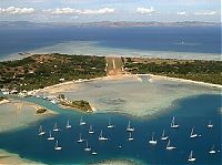 World & Travel: aerial view of airport runway