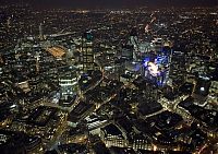 World & Travel: Bird's-eye view of London at night, United Kingdom