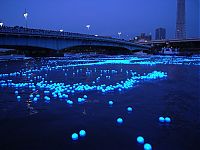 World & Travel: River of light with electronic LED fireflies, Sumida river, Tokyo