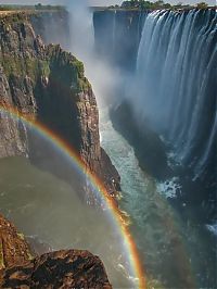 Rainbow over Victoria Falls, Zambezi River, Africa