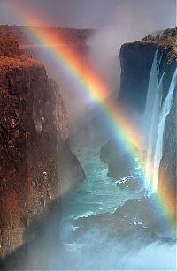 Rainbow over Victoria Falls, Zambezi River, Africa