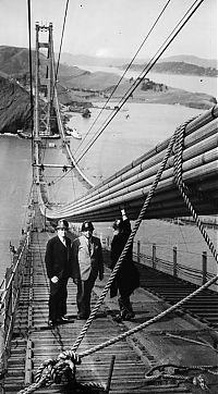 World & Travel: History: Construction of the Golden Gate Bridge, San Francisco, California, United States