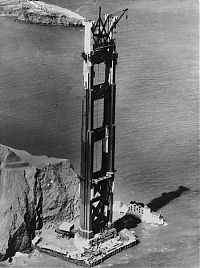 World & Travel: History: Construction of the Golden Gate Bridge, San Francisco, California, United States