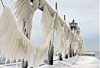 World & Travel: Frozen lighthouse, St. Joseph North Pier, Lake Michigan, North America