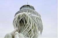 Trek.Today search results: Frozen lighthouse, St. Joseph North Pier, Lake Michigan, North America