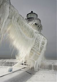 Trek.Today search results: Frozen lighthouse, St. Joseph North Pier, Lake Michigan, North America
