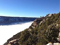 World & Travel: Grand Canyon covered in fog, Arizona, United States