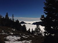 Grand Canyon covered in fog, Arizona, United States