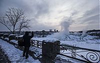 Niagara Falls frozen partially in 2014, Canada, United States