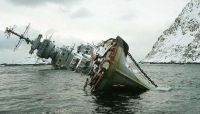 World & Travel: Murmansk light cruiser shipwreck, Russian Navy, Severodvinsk, Arkhangelsk Oblast, Russia