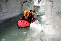 Riverboarding of Great Aletsch Glacier, Bernese Alps, Valais, Switzerland