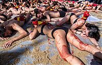 World & Travel: Protest against bull fighting, Madrid, Spain