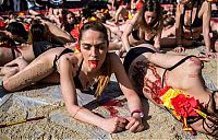 World & Travel: Protest against bull fighting, Madrid, Spain